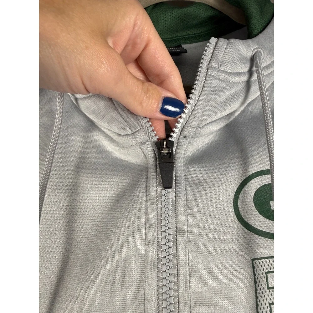 Nike Full Zip Hoodie Mens Small Grey Green Bay Packers NFL Dri-FIT On-Field